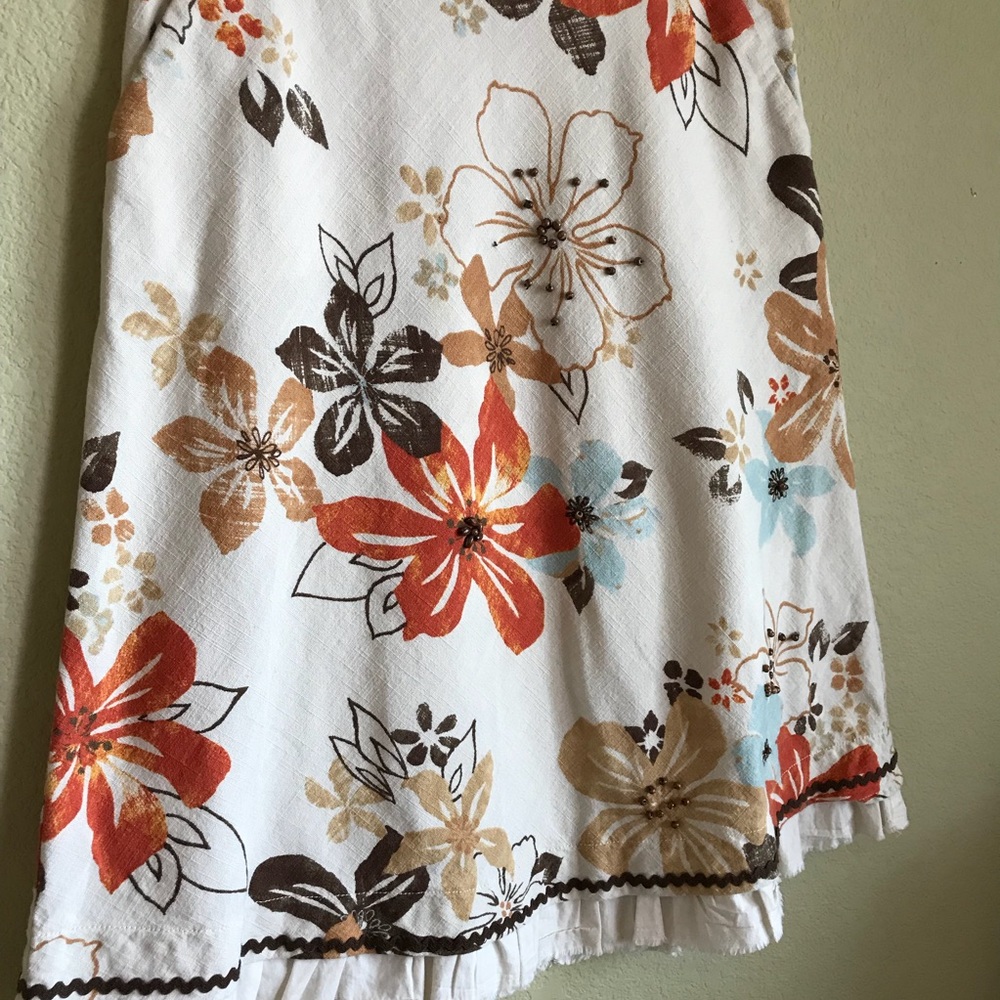 J.Jill Floral Ruffle Cotton A-Line Skirt - Picture 5 of 7